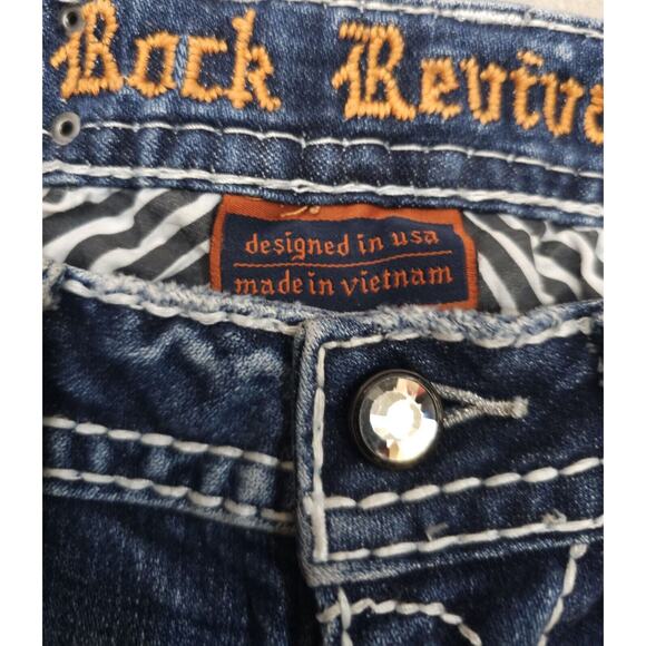 Rock revival Rhinestone Flap Pocket Fay Mid-Rise Bootcut Jeans Size 26 W 28×30 - Picture 6 of 10